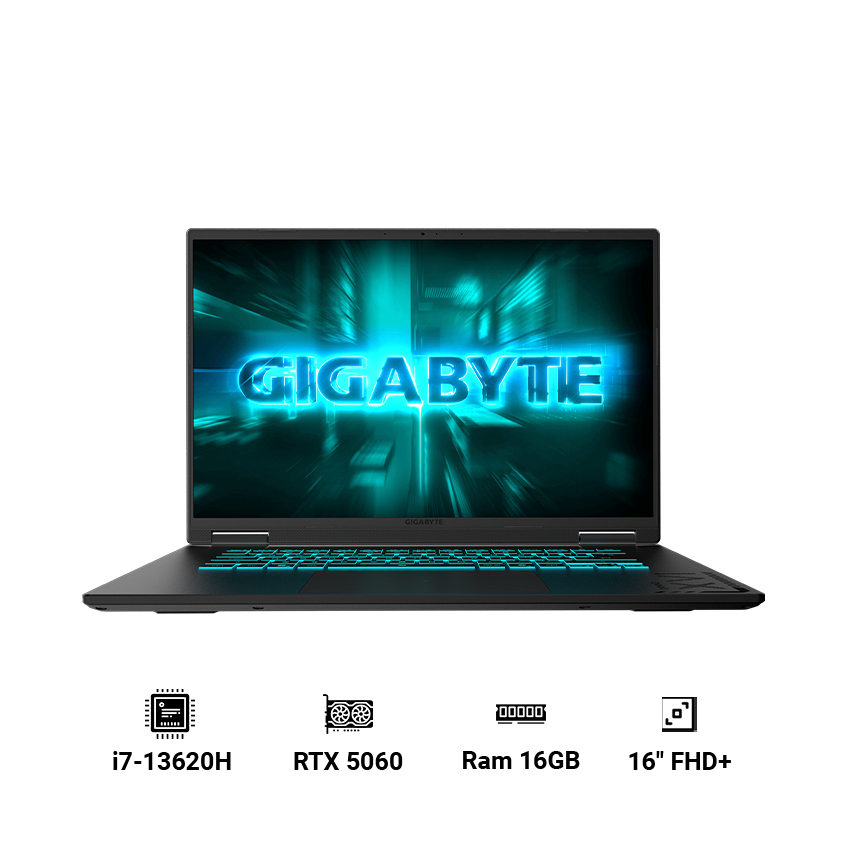 Laptop Gigabyte Gaming A16 CVHI3VN893SH (Intel core i7-13620H | 16GB RAM | 512GB SSD | RTX 5060 8GB | 16" FHD+ 165Hz | Win 11| Đen)