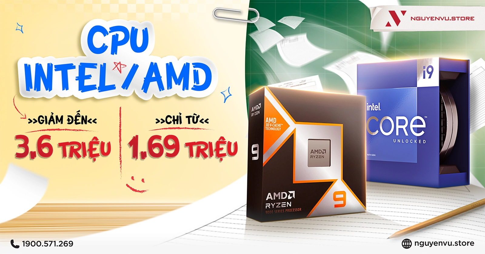 CPU Intel - AMD ưu đãi đến 3.6 triệu | Nguyễn Vũ Store