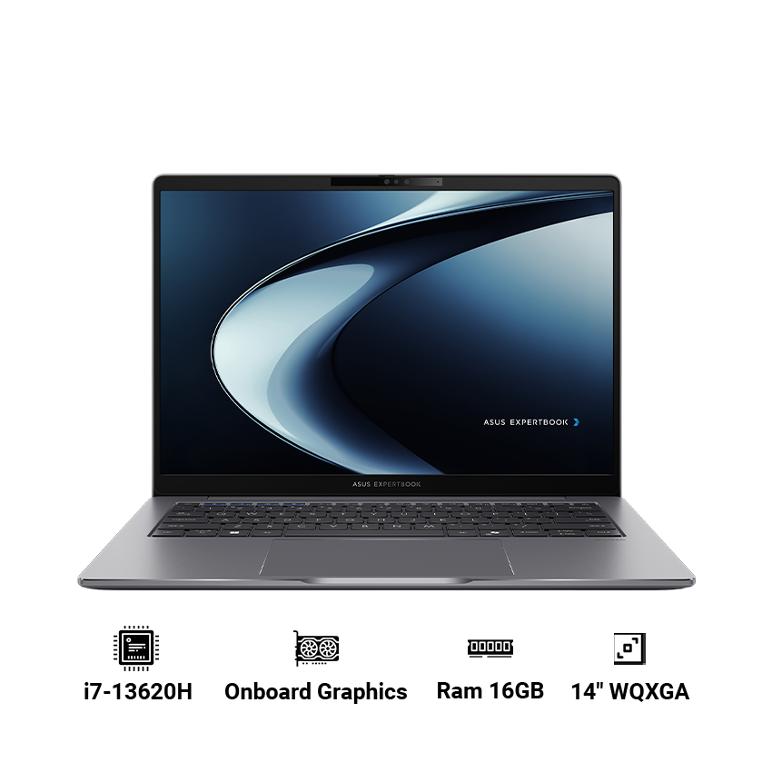 Laptop ASUS ExpertBook P3 P3405CVA-NZ0077W (i7-13620H | 16GB DDR5 | 512GB SSD | Onboard Graphics | 14" WQXGA | Win 11 | Xám)