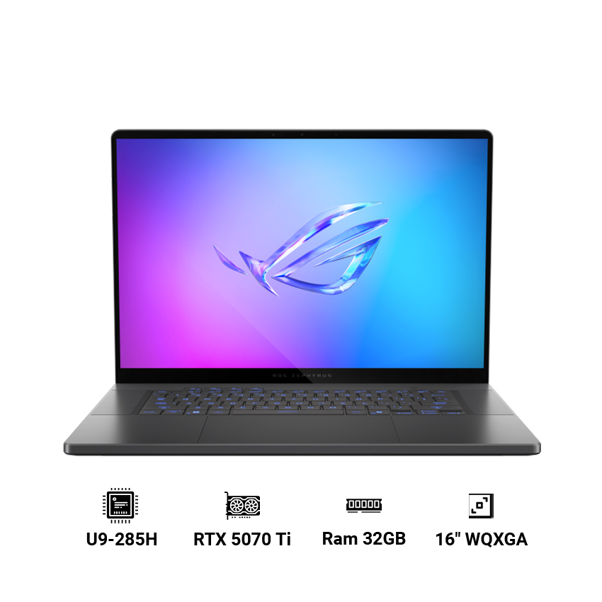 Laptop Asus ROG Zephyrus G16 GU605CR-QR137W ( Core Ultra 9 285H | 32GB RAM | 1TB SSD | RTX 5070 Ti | 16" WQXGA | Win 11 | Xám)