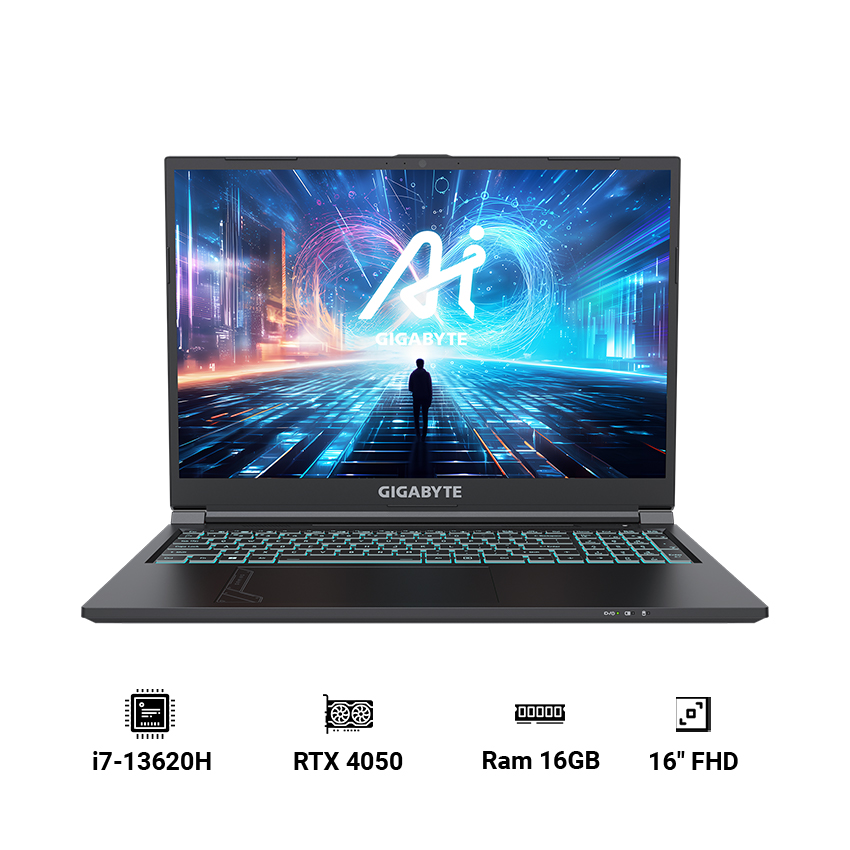 Laptop Gigabyte G6 MF-H2VN853KH (Intel core i7-13620H | 16GB RAM | 512GB SSD | RTX 4050 6GB | 16" FHD+ 165Hz | Win 11 | Đen)
