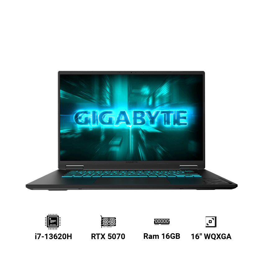 Laptop Gigabyte Gaming A16 CWHI3VNC94SH (Intel core i7-13620H | 16GB RAM | 1TB SSD | RTX 5070 8GB | 16" WQXGA 165Hz | Win 11| Đen)