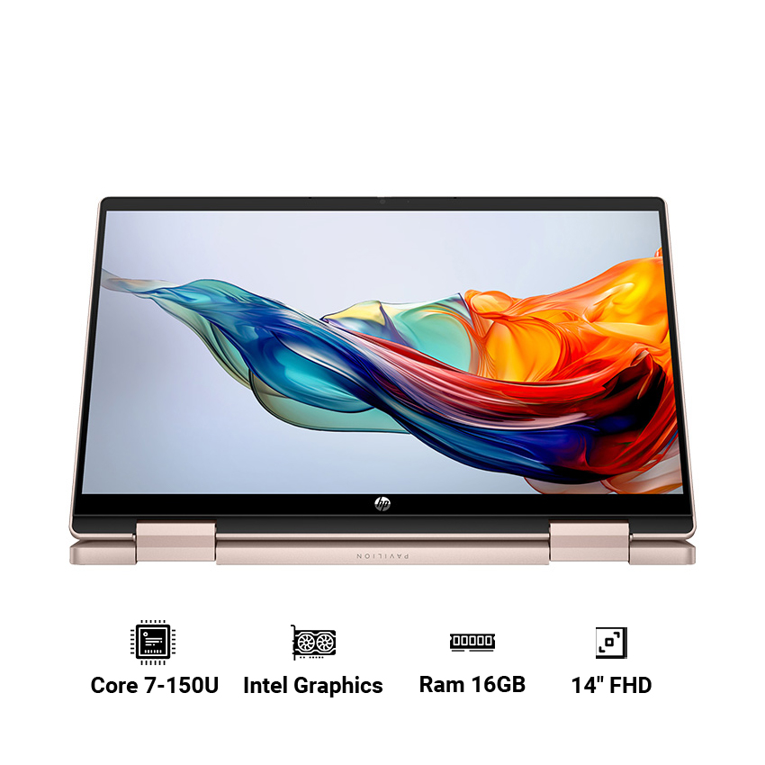 Laptop HP Pavilion X360 14-ek2027TU 9Z2V9PA (Core 7-150U | 16GB | 512GB | Intel Graphics | 14" FHD | Win 11 | Vàng Hồng)