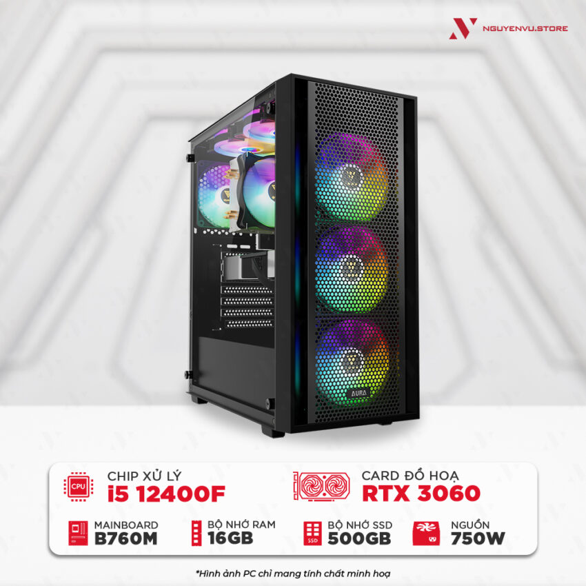 Máy tính chơi game NVS Intel i5-12400F RTX 3060 12GB