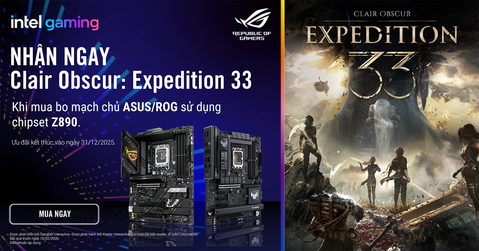 Mua ASUS/ASUS ROG Z890 Series tặng code game Clair Obscur: Expedition 33