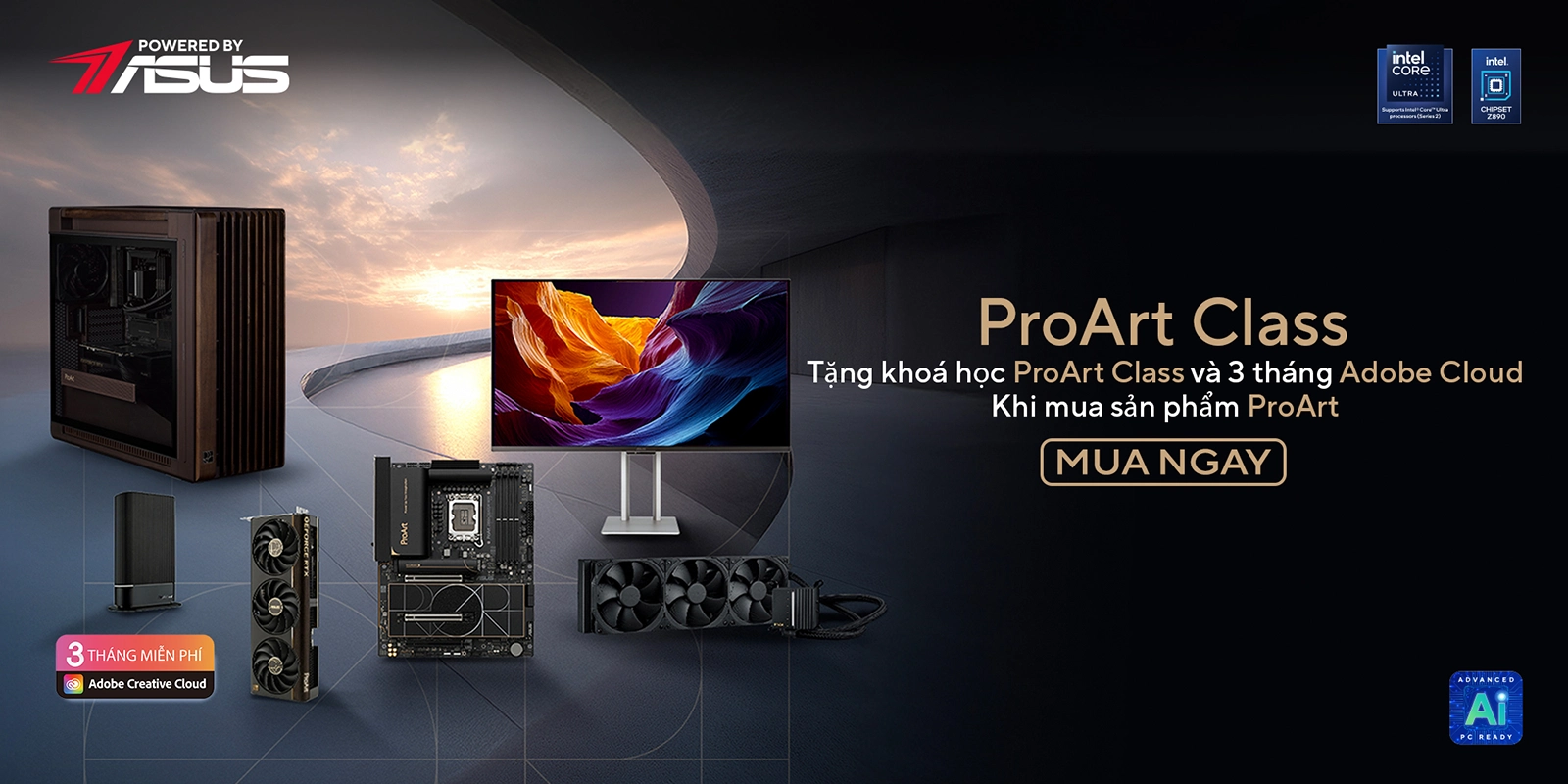 Nhận ngay khóa học ProArt Class độc quyền và 3 tháng sử dụng Adobe Creative Cloud miễn phí khi mua ASUS ProArt