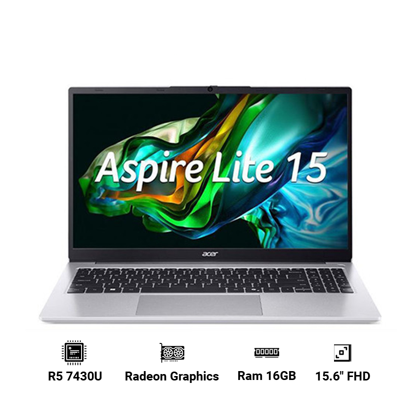 Laptop Acer Aspire Lite 15 AL15-42P-R8E6 (AMD Ryzen 5 7430U | 16GB RAM | 512GB SSD | 15.6" FHD IPS 60Hz | Win 11)
