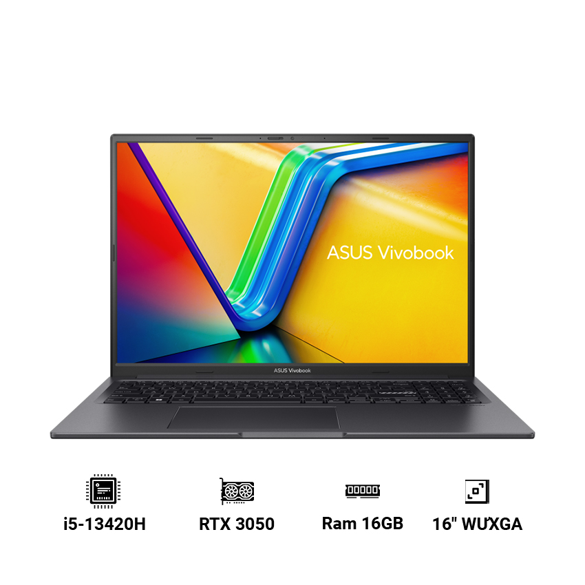 Laptop ASUS Gaming Vivobook 16X K3605VC-RP431W ( i5-13420H | 16GB RAM | 512GB SSD | RTX 3050 | 16" WUXGA | Win 11 | Đen )