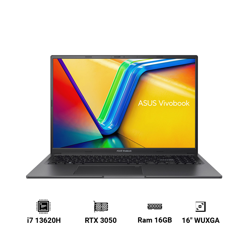Laptop ASUS Gaming Vivobook 16X K3605VC-RP491W ( i7-13620H | 16GB RAM | 512GB SSD | RTX 3050 | 16" WUXGA | Win 11 | Đen )
