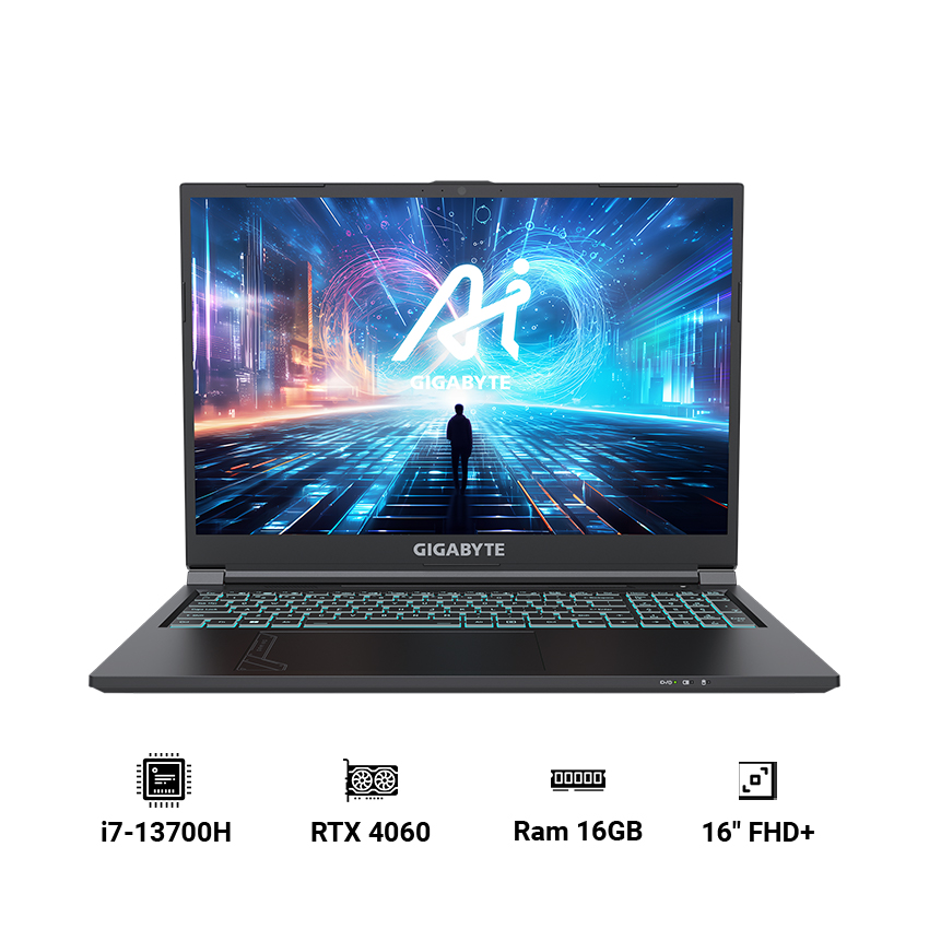 Laptop Gigabyte G6 KF-73VN854KH (Intel core i7-13700H | 16GB RAM | 1TB SSD | RTX 4060 8GB | 16" FHD+ 165Hz | Win 11 | Đen)