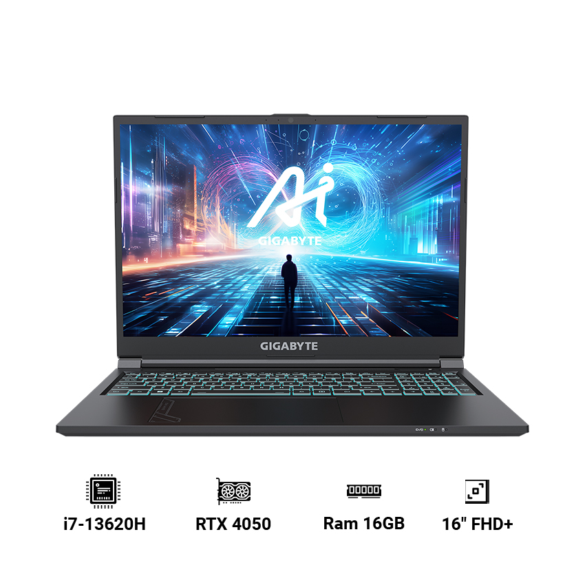 Laptop Gigabyte G6 MF-H2PH853KH (Intel core i7-13620H | 16GB RAM | 512GB SSD | RTX 4050 6GB | 16" FHD+ 165Hz | Win 11 | Đen)