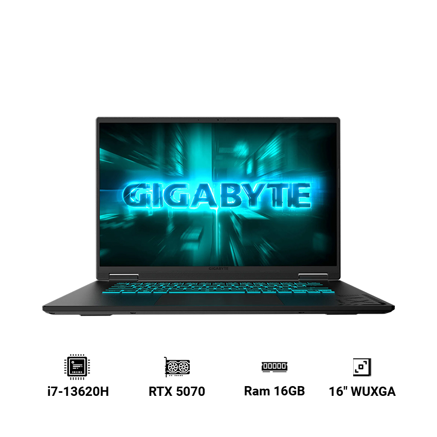 Laptop Gigabyte Gaming A16 CWHI3VN864SH (Intel core i7-13620H | 16GB RAM | 1TB SSD | RTX 5070 8GB | 16" WUXGA | Win 11| Đen)
