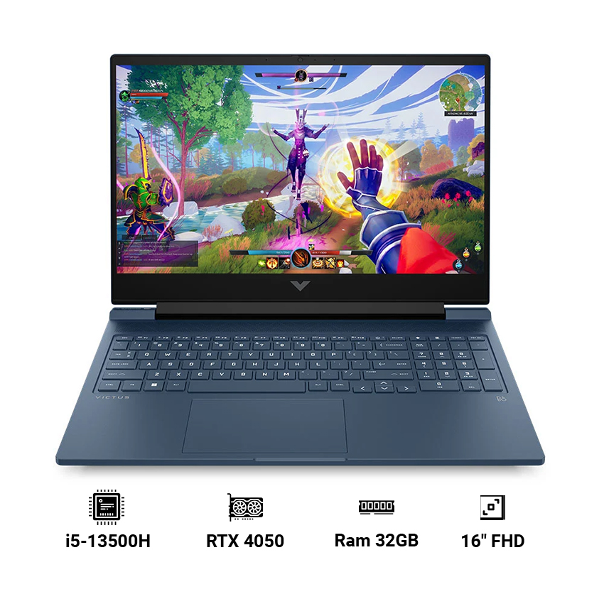 Laptop HP Victus 16-R0229TX 9Q980PA (i5-13500H | 32GB | 512GB | RTX 4050 | 16" FHD 144Hz | Win 11| Xanh)