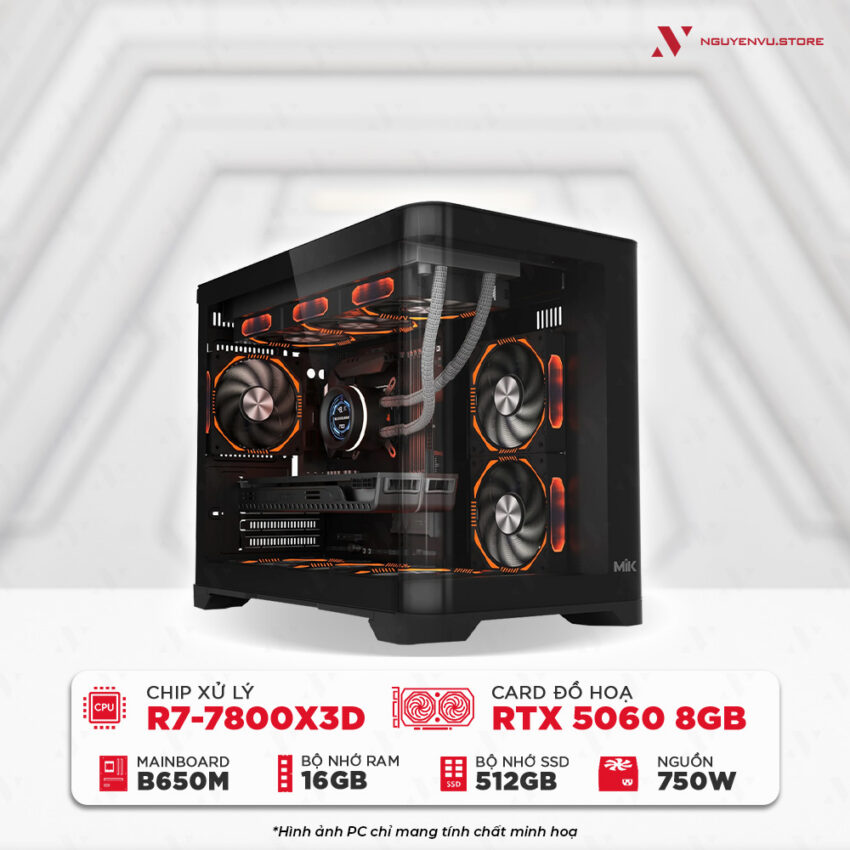 Cấu hình PC gaming Ryzen 7 7800X3D RTX 5060