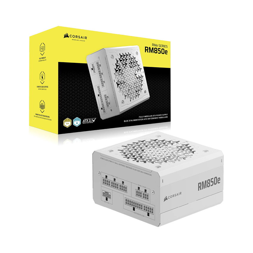 Nguồn máy tính Corsair RM850e 850W White ATX 3.1 Cybenetics Gold - Full Modular (CP-9020293-NA)