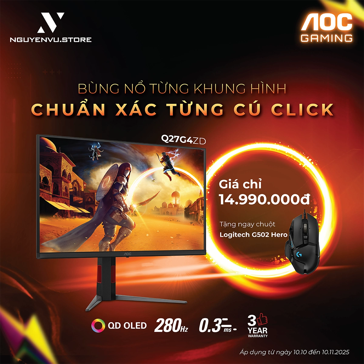 AOC Gaming Q27G4ZD - Bùng nổ từng khung hình, chuẩn xác từng cú click
