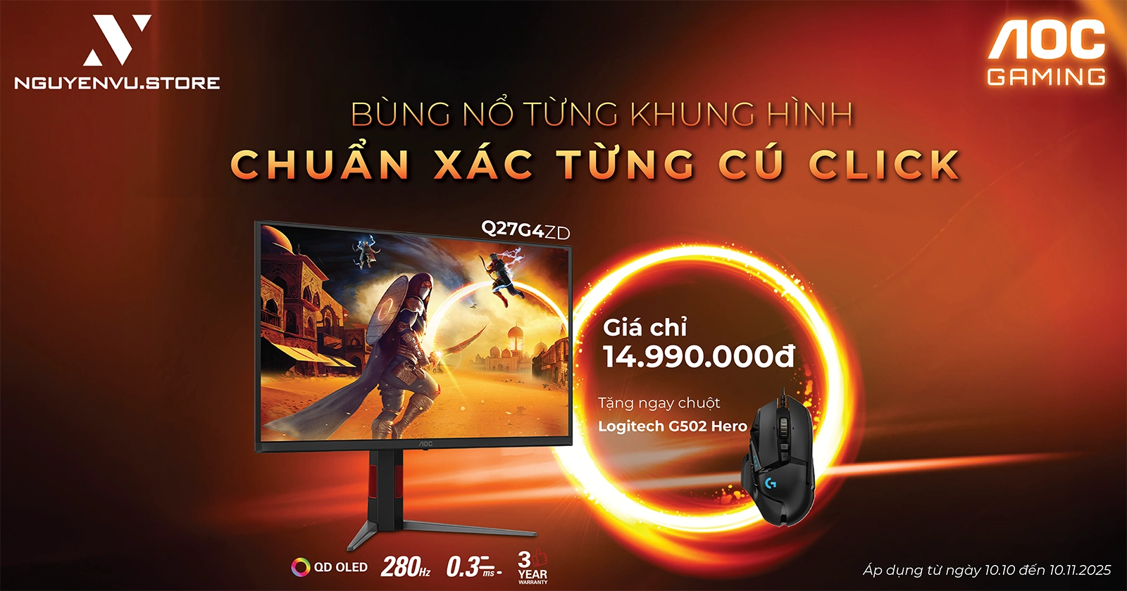 AOC Gaming Q27G4ZD - Bùng nổ từng khung hình, chuẩn xác từng cú click