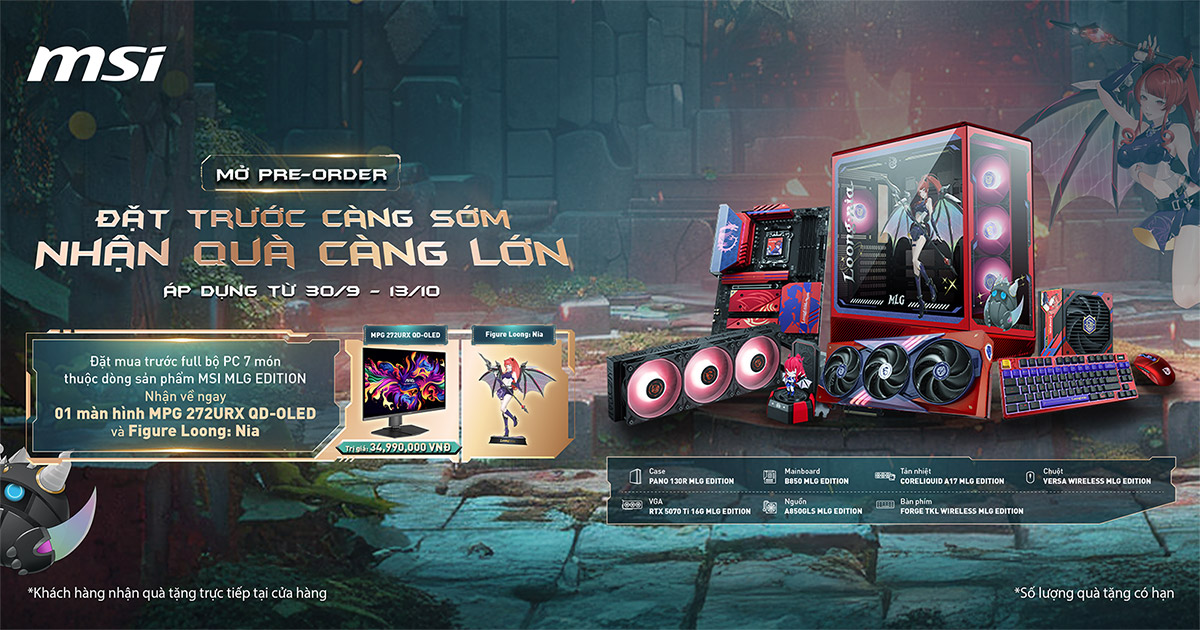 Pre-Order MSI MLG Edition - Tặng màn hình MPG 272URXQD-OLED