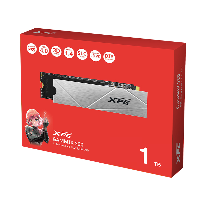 Ổ cứng SSD ADATA GAMMIX S60 1TB PCIe Gen4x4 M.2 2280 (AGAMMIXS60-1T-CS)