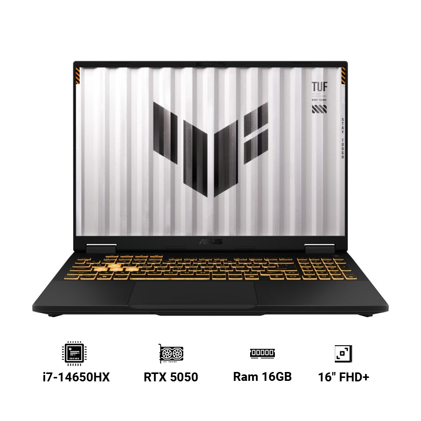 Laptop ASUS TUF Gaming F16 FX608JHR-RV037W (Intel Core i7-14650HX | 16GB DDR5 | 1TB SSD | RTX 5050 | 16″ FHD+ | Windows 11 Home | Đen)