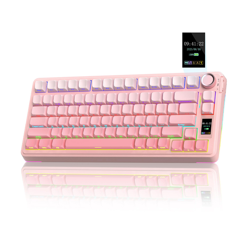 Bàn phím gaming AULA S75 Pro - Hồng gradient (Tri-mode, Grey Wood V3 Switch) - Ảnh 2