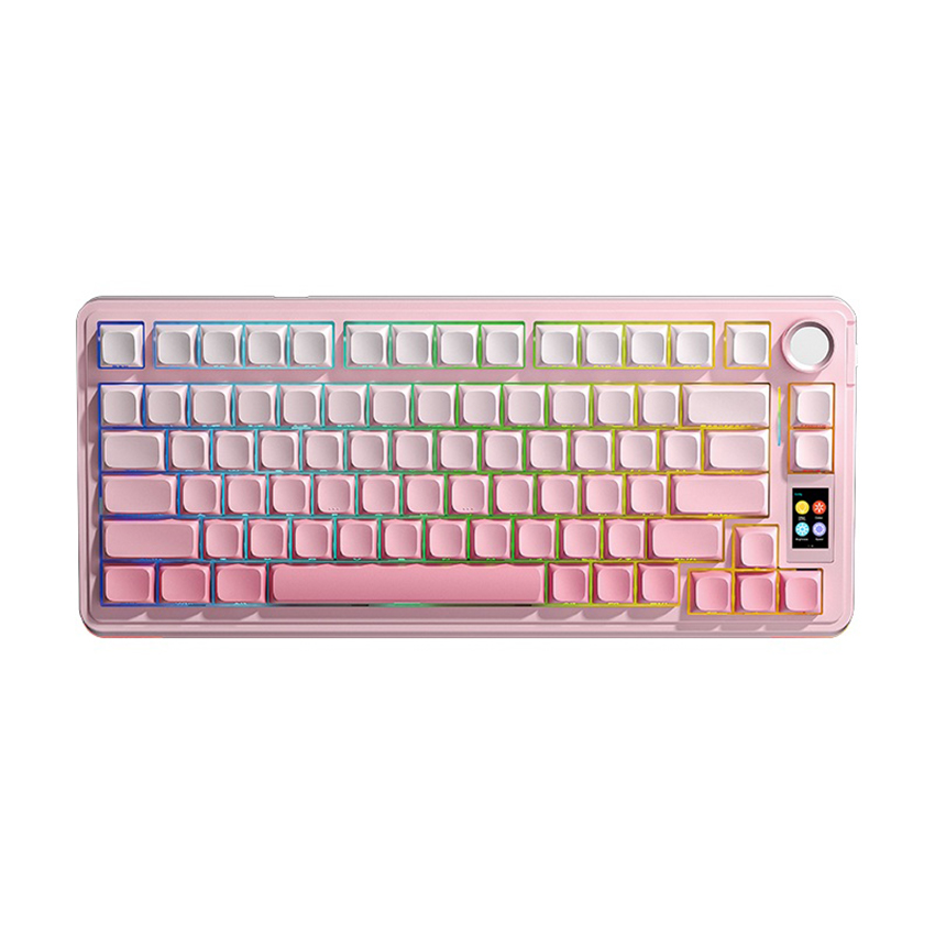 Bàn phím gaming AULA S75 Pro - Hồng gradient (Tri-mode, Grey Wood V3 Switch)