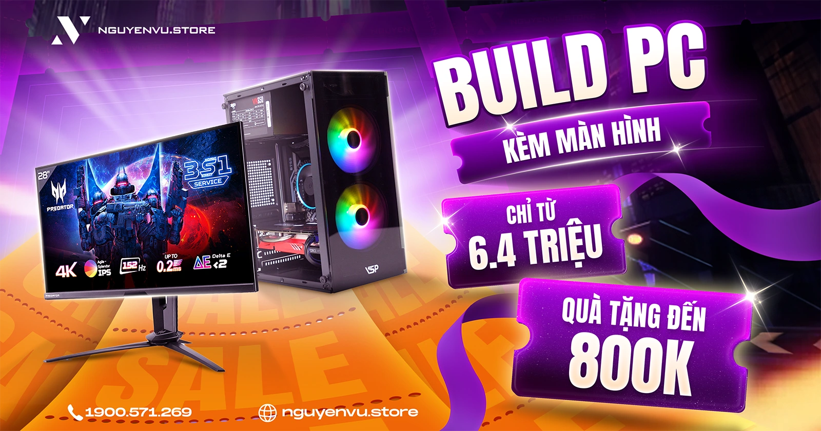 Build PC kèm màn hình tặng Combo Gear lên đến 800K | Nguyễn Vũ Store