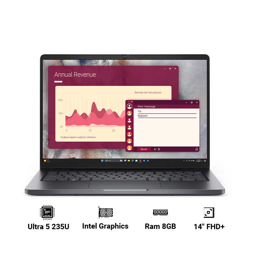 Laptop Dell Pro 14 PC14250 (Core Ultra 5 235U | 8GB | 512GB | Intel Graphics | 14" FHD+ 60Hz | Win 11 Home)