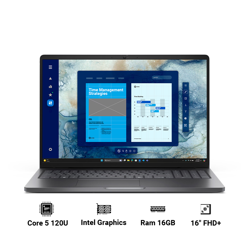 Laptop Dell Pro 16 PC16250 (Core 5 120U | 16GB | 512GB | Intel Graphics | 16" FHD+ 60Hz | Win 11 Home)