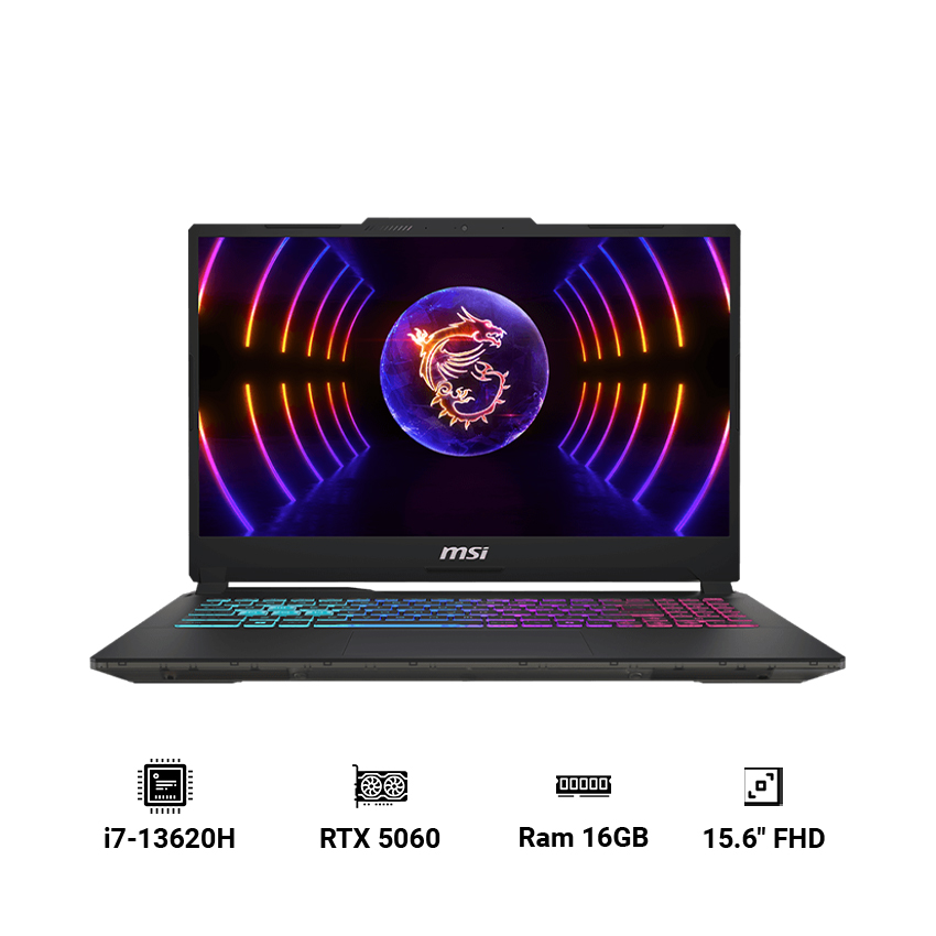 Laptop MSI Cyborg 15 B13WFKG 658VN (Core i7-13620H | 16GB RAM | 1TB SSD | RTX 5060 8GB | 15.6" FHD, 144Hz | Win 11 | Đen)