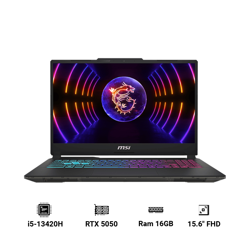 Laptop MSI Cyborg 15 B13WEKG 676VN (Core i5-13420H | 16GB RAM | 512GB SSD | RTX 5050 6GB | 15.6" FHD, 144Hz | Win 11 | Đen)