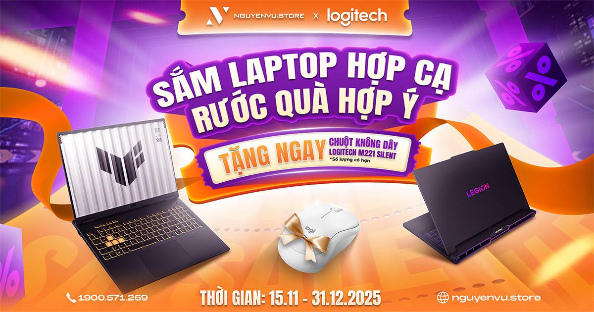 Logitech x Nguyễn Vũ | Tặng ngay Logitech M221 Silent khi mua laptop bất kỳ