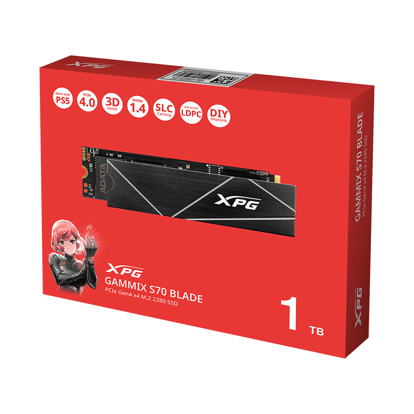 Ổ cứng SSD ADATA GAMMIX S70 1TB PCIe Gen4x4 M.2 2280 (AGAMMIXS70B-1T-CS)