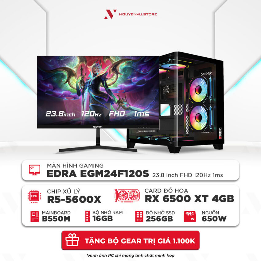 Full bộ PC ryzen 5 5600X RX 6500 XT
