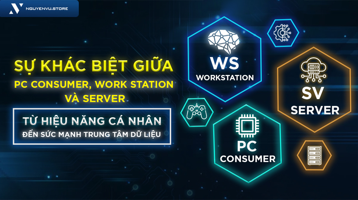 Sự khác biệt giữa PC Consumer, Workstation và Server - Từ Hiệu Năng Cá Nhân đến Sức Mạnh Trung Tâm Dữ Liệu.