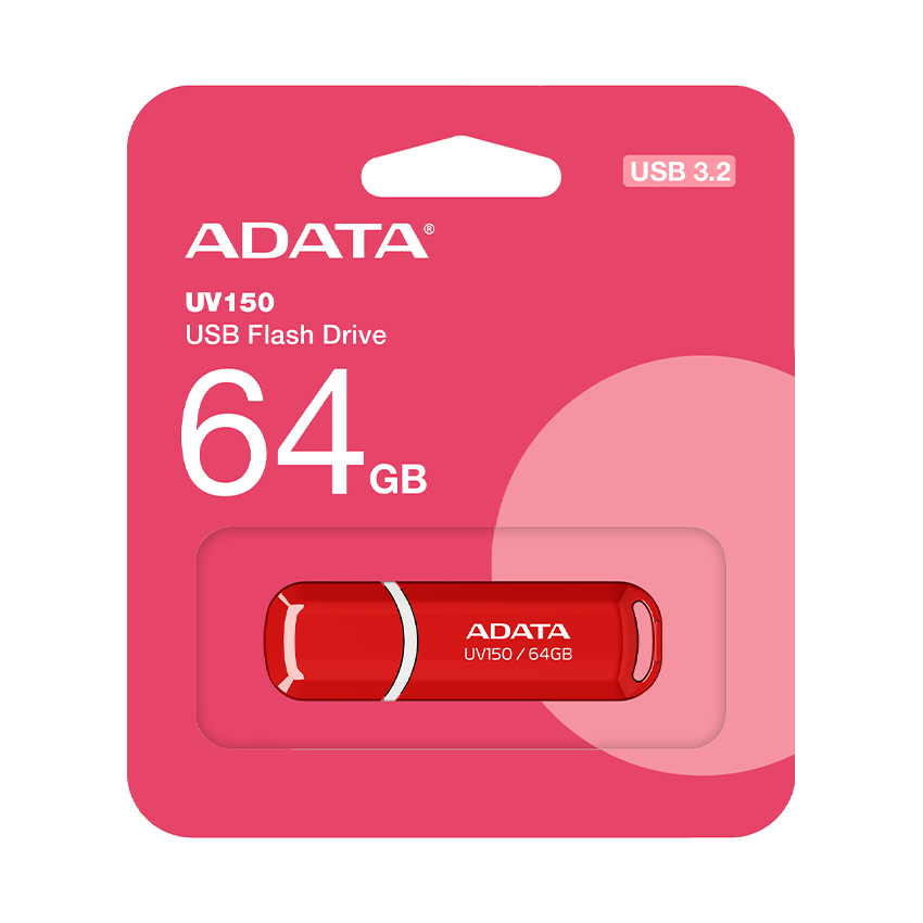USB ADATA UV150 3.2 Gen 1 64GB Red (AUV150-64G-RRD) - Ảnh 2