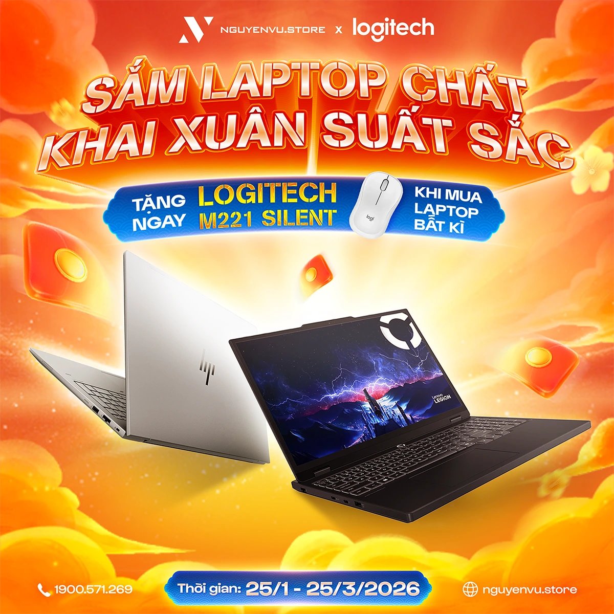 Logitech x Nguyễn Vũ | Tặng ngay Logitech M221 Silent khi mua laptop bất kỳ