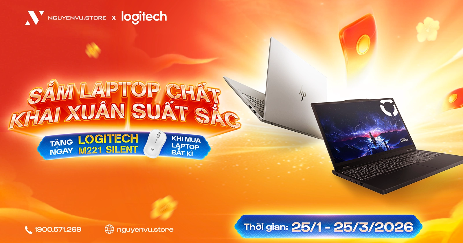 Logitech x Nguyễn Vũ | Tặng ngay Logitech M221 Silent khi mua laptop bất kỳ