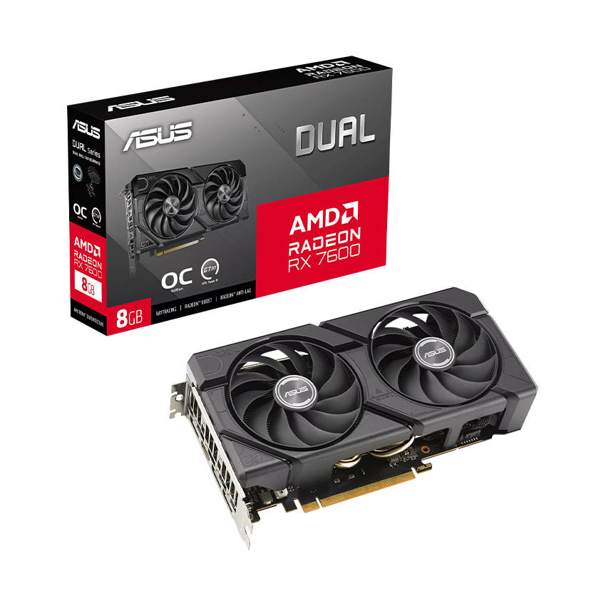 Card màn hình ASUS Dual Radeon RX 7600 EVO OC Edition 8GB GDDR6 (DUAL-RX7600-O8G-EVO)