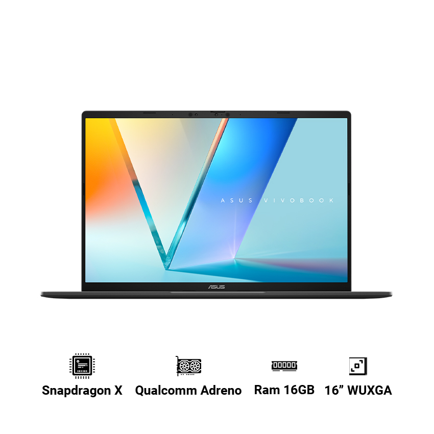 Laptop ASUS Vivobook S16 S3607QA-SH040WS (Snapdragon X X1 26 100 | 16GB | 512GB | Qualcomm Adreno | 16 inch WUXGA | Win 11 | Đen)