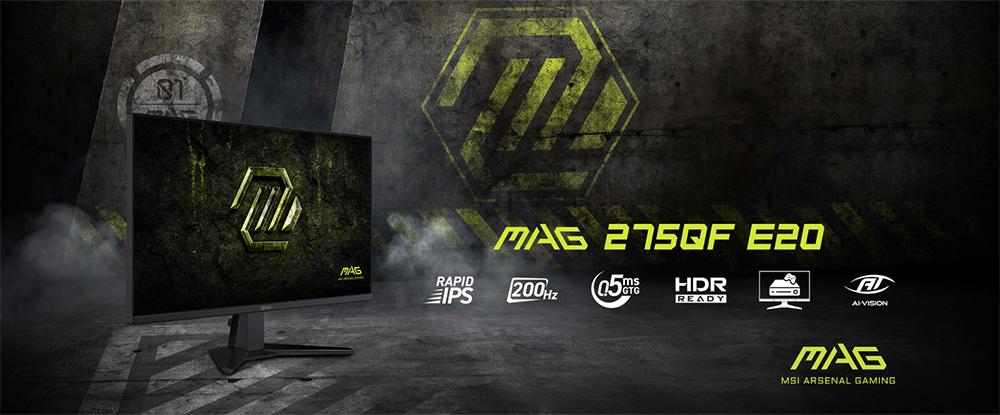 Màn Hình Gaming MSI MAG 275QF E20 | 27 Inch, 2K, WQHD, IPS, 200Hz, 0.5ms, Phẳng