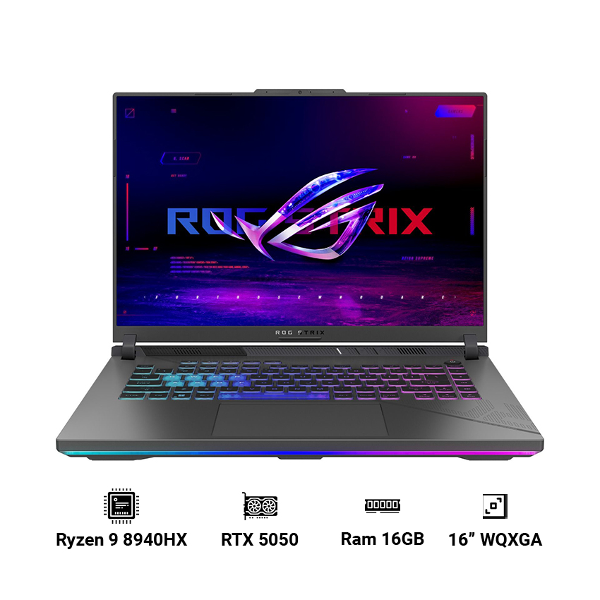 Laptop ASUS ROG Strix G16 G614PH-S5101W (AMD Ryzen 9 8940HX | 16GB | 512GB | RTX 5050 | 16" WQXGA | Win 11 | Đen)