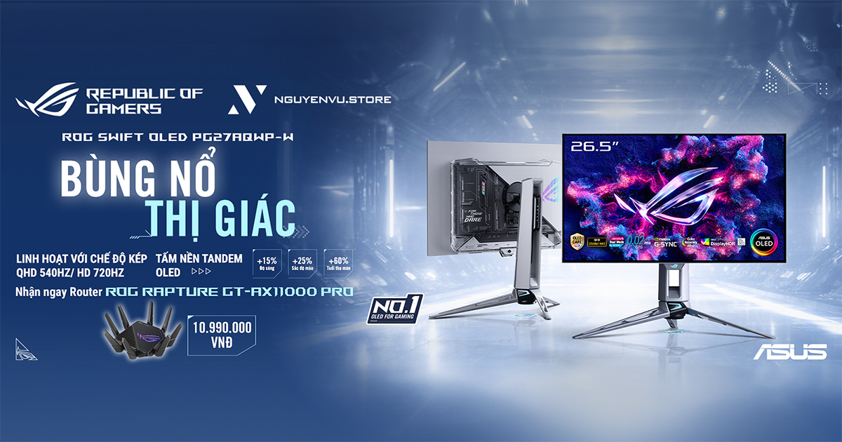 ASUS ROG SWIFT PG27AQWP-W | Bùng nổ thị giác, Thăng hoa trải nghiệm | Nguyễn Vũ Store