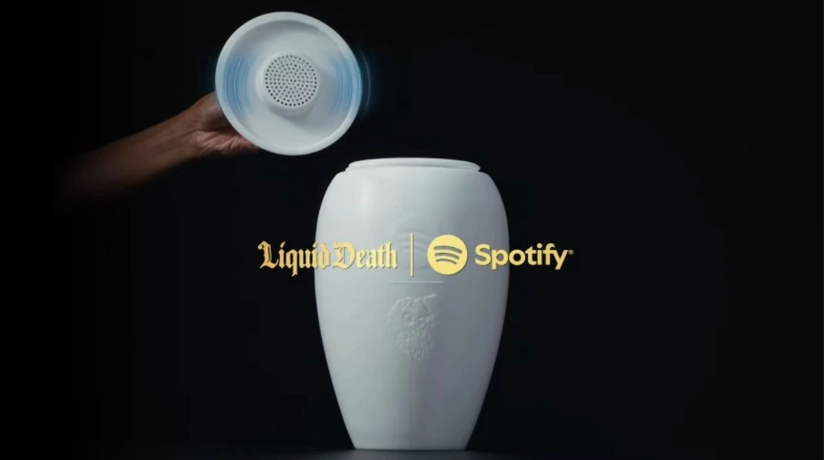 Spotify hợp tác Liquid Death ra mắt hũ tro cốt tích hợp loa Bluetooth độc lạ