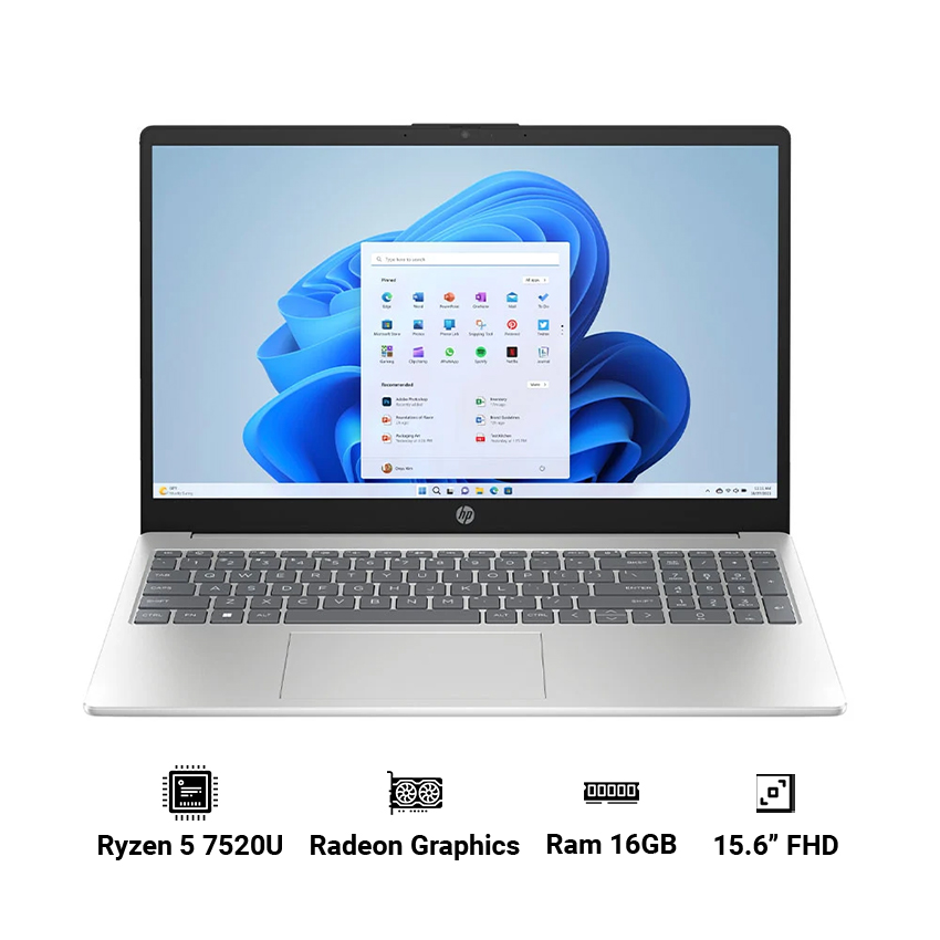 Laptop HP 15-fc0024AU - D0BH2PA (Ryzen 5 7520U | 16GB | 512GB | Radeon Graphics | 15.6" FHD | Win 11 Home SL)
