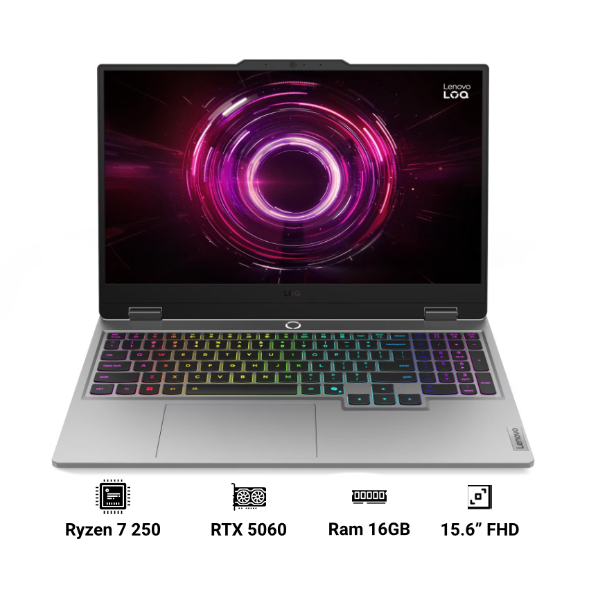 Laptop Lenovo LOQ 15AHP10 83JG007PUS (Ryzen 7 250 | 16GB | 512GB SSD | RTX 5060 8GB | 15.6" FHD | Win 11 Home | Xám)