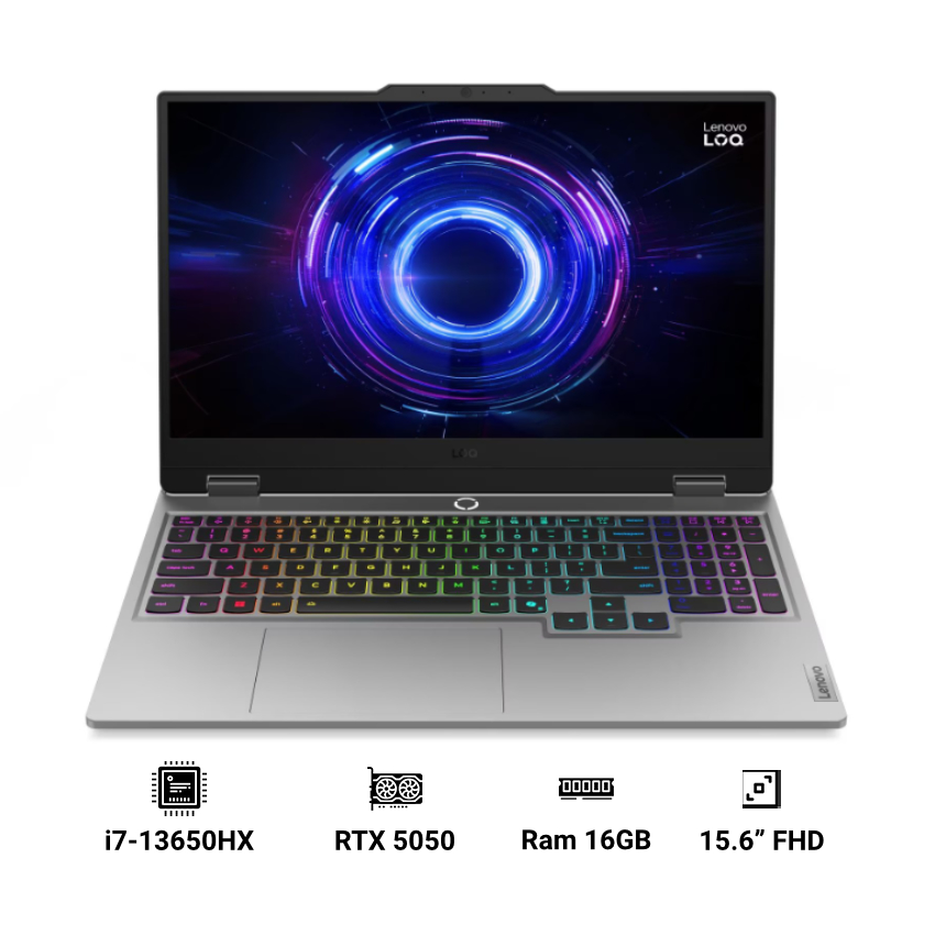 Laptop Lenovo LOQ 15IRX10 83JE00PEVN (i7-13650HX | 16GB | 512GB SSD | RTX 5050 8GB | 15.6" FHD | Win 11 Home | Xám)
