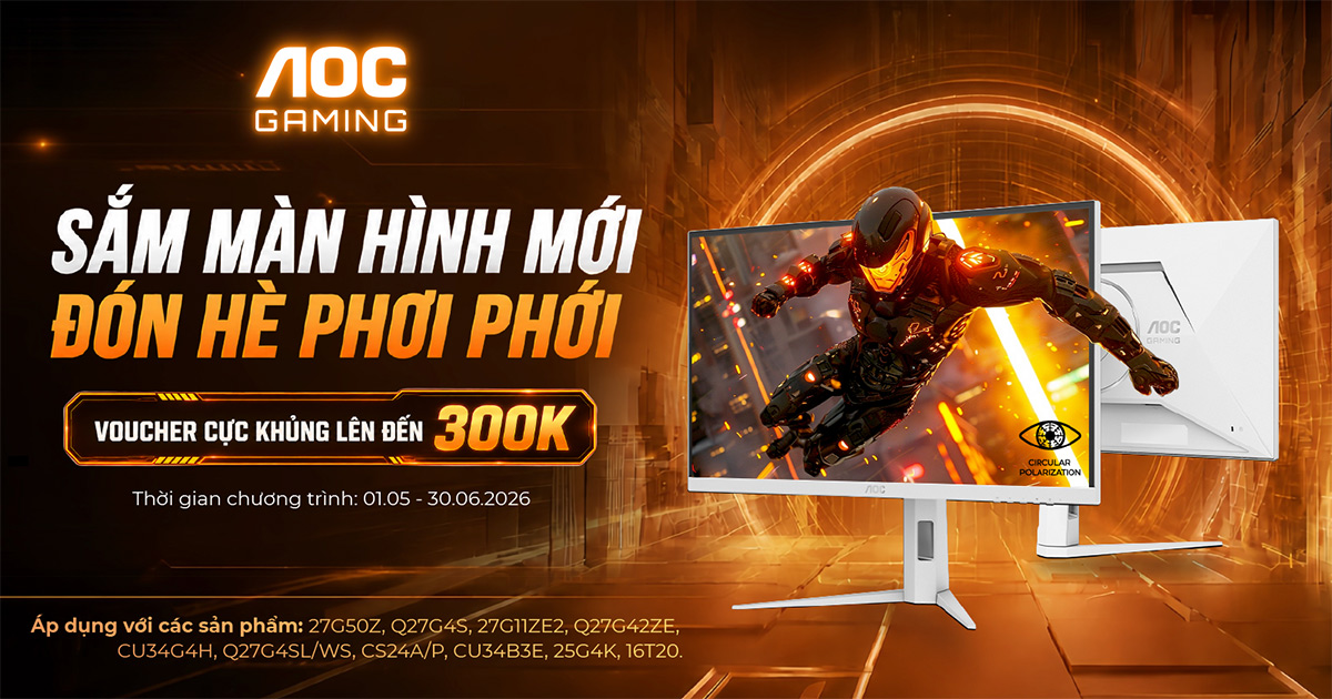 Mua màn hình gaming AOC tặng voucher lên đến 300K | Nguyễn Vũ Store