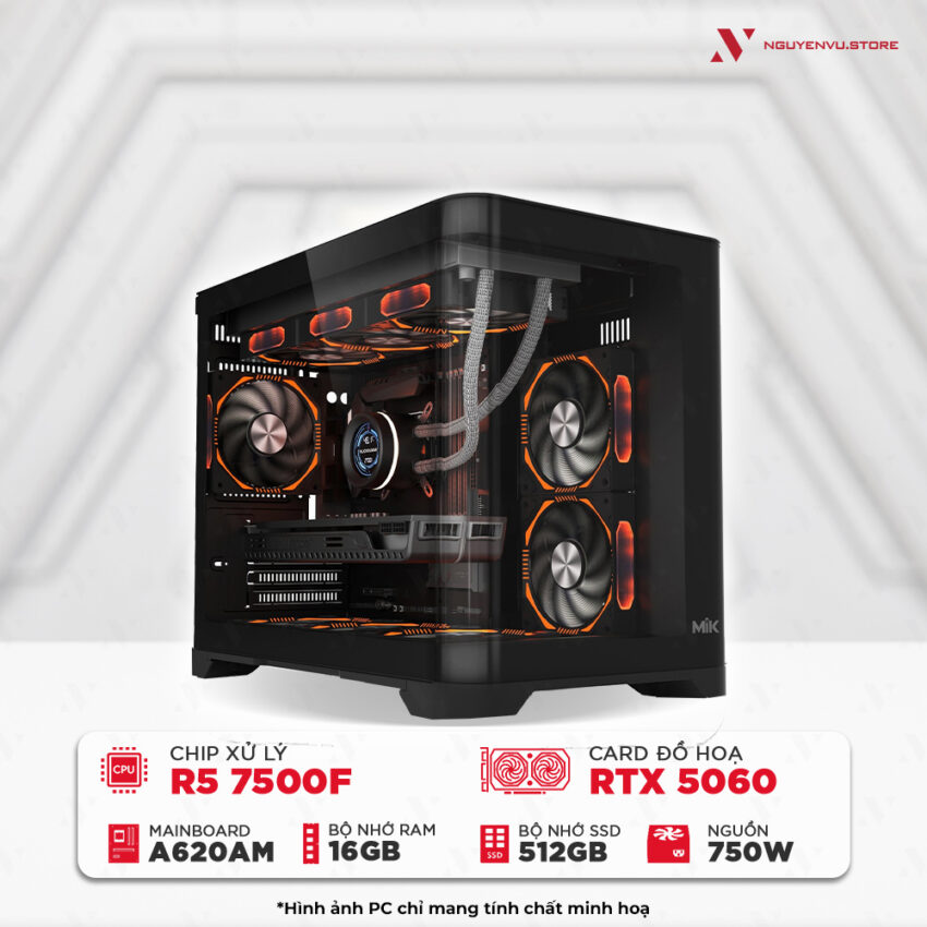 Máy tính chơi game NVS Ryzen 5 7500F RTX 5060 8GB