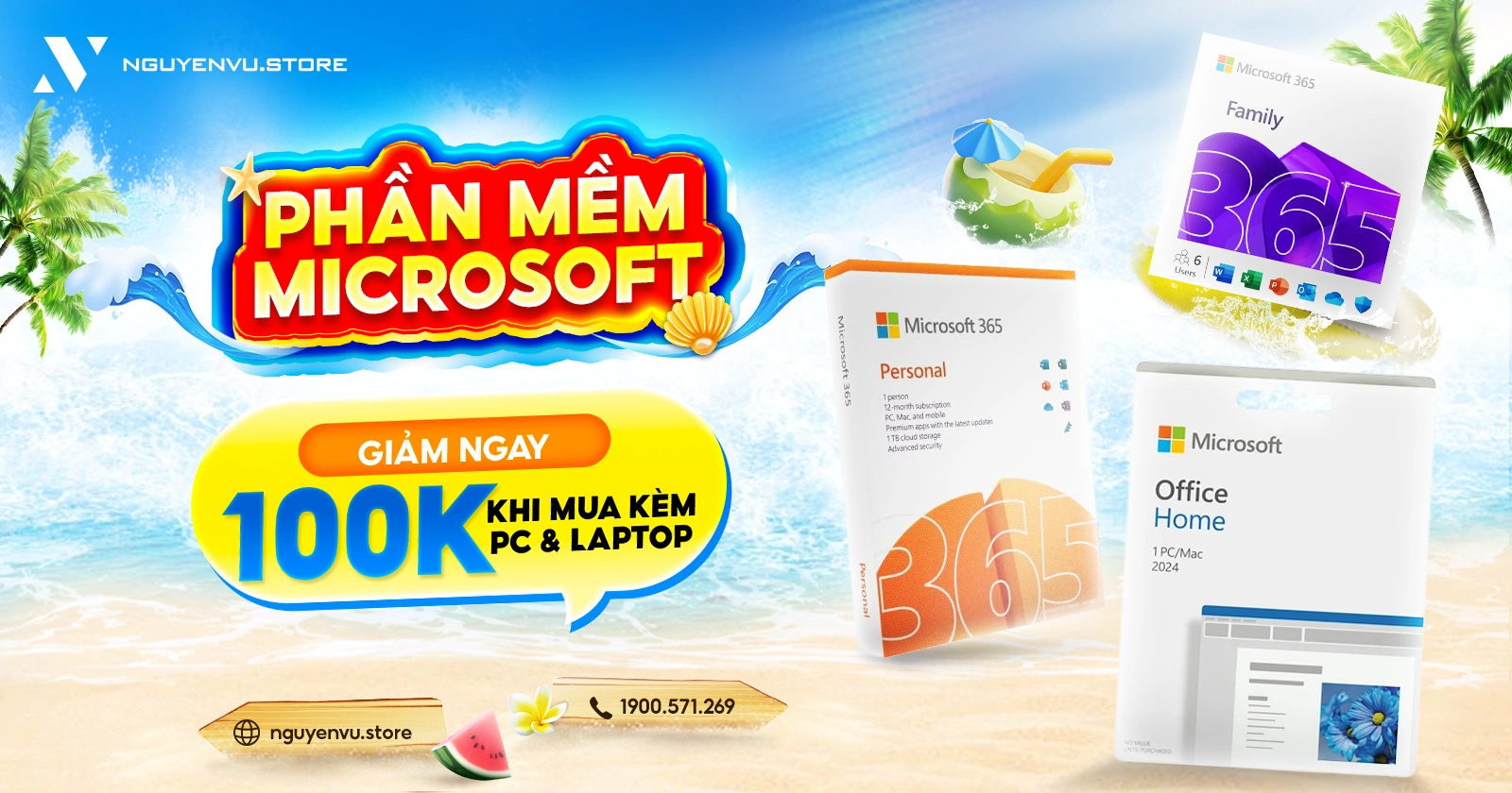 Phần mềm Microsoft giảm ngay 100K khi mua cùng PC Laptop | Nguyễn Vũ Store